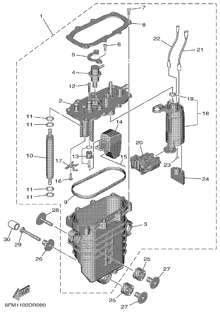 Yamaha F25G FUEL INJECTION PUMP parts diagram